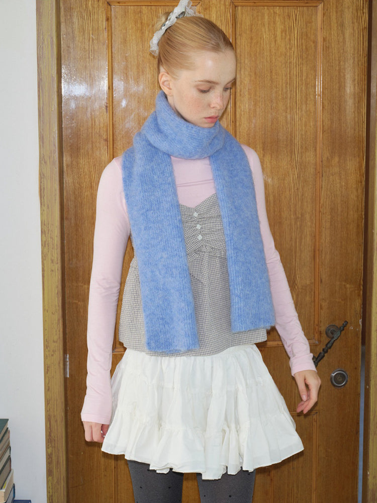 Soft Alpaca Wool Blend Brushed Knit Scarf