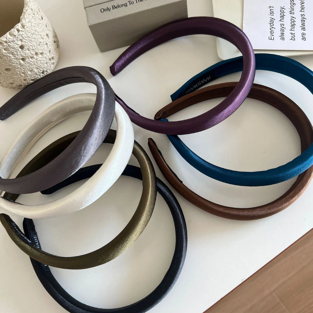 Classic Padded Satin Headband - 0.8 Inch Wide Elegant Hair Band