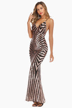 Mermaid Sequin Evening Dress - View 10 | TEVQA