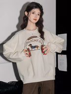 Grey embroidered dog crewneck sweatshirt - View 6 | TEVQA