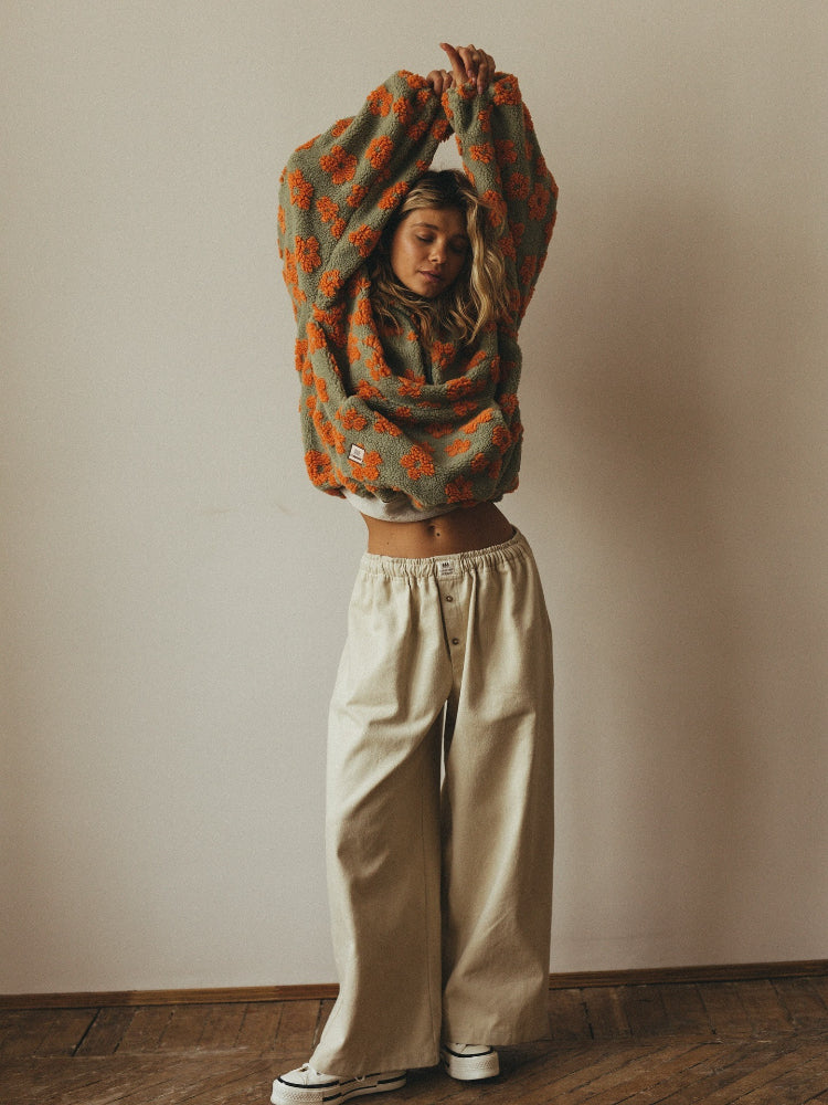 Cozy Vintage Floral Sherpa Fleece