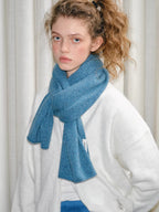 Speckled 100% Wool Knit Scarf Turquoise Blue