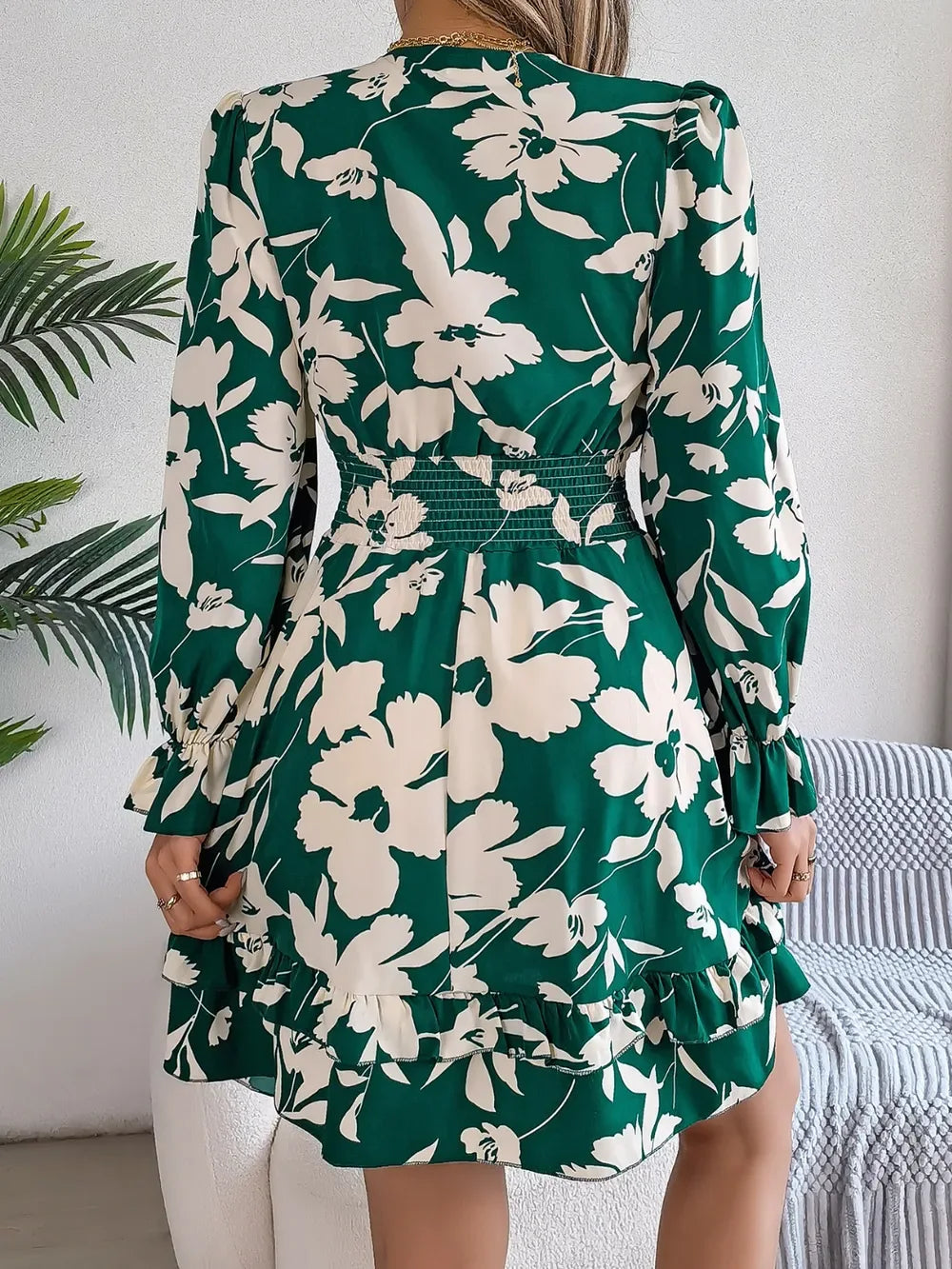 Floral Tie-Front Mini Dress - View 10 | TEVQA