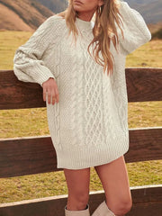 Chunky Cable Knit Tunic Sweater - TEVQA