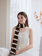 Long striped knit scarf with ruffle edge - View 15 | TEVQA