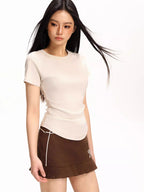 Women's Ruched Waist Slim Fit Knit Top