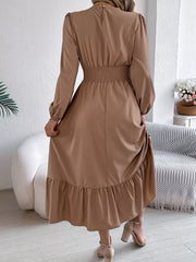 Emerald Green Ruffle Smocked Waist Maxi Dress - View 12 | TEVQA