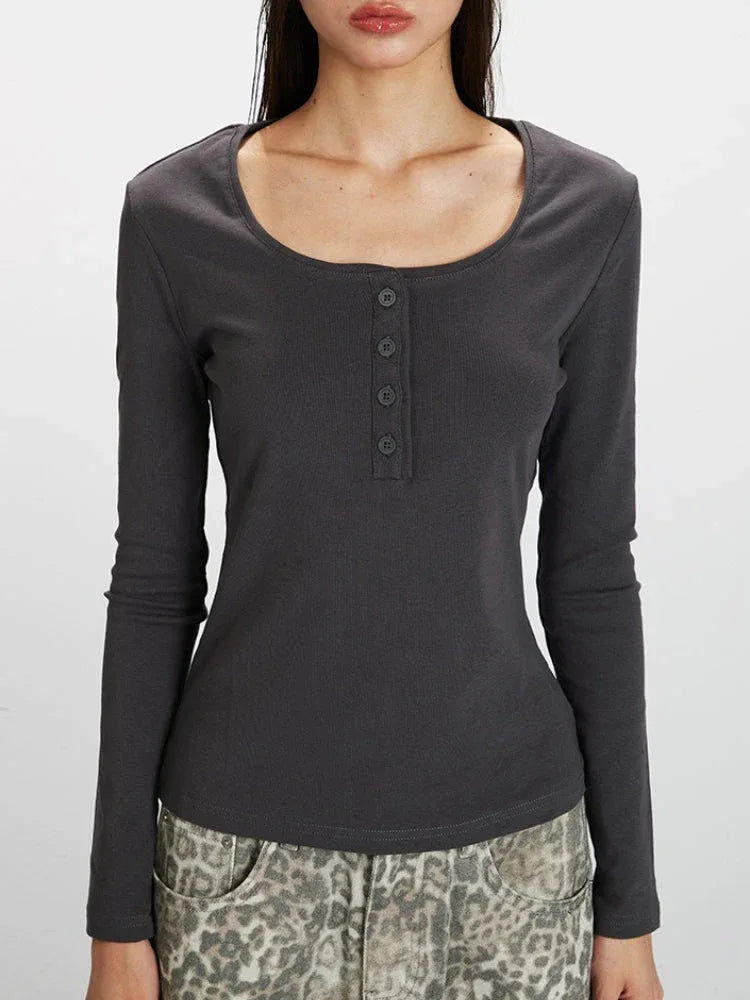 Ribbed knit henley top - View 6 | TEVQA
