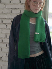 100% Wool Knitted Scarf Solid Red Warm Neck Wrap