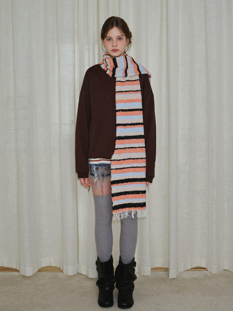Y2K Grunge Retro Striped Wool Blend Scarf