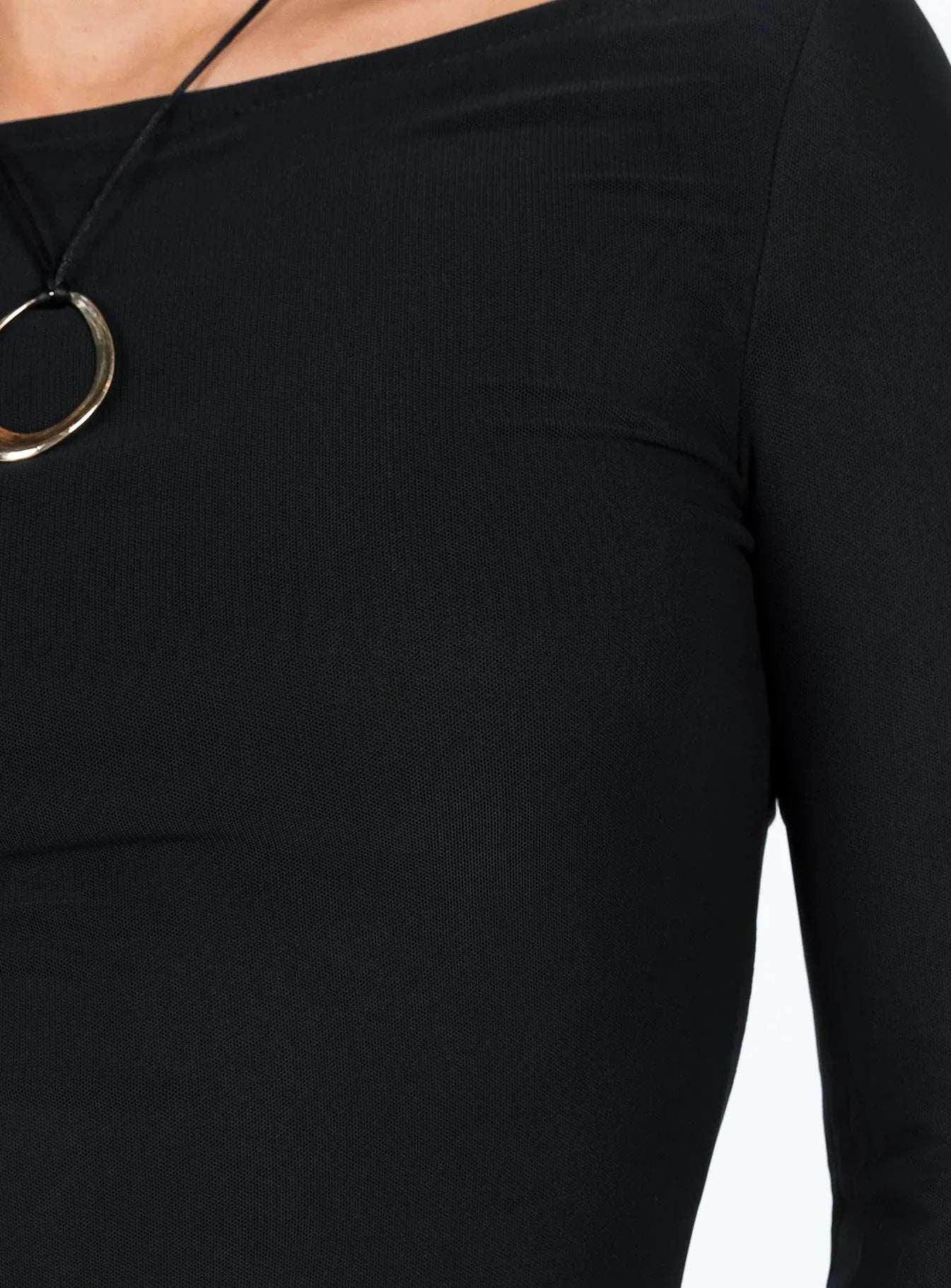 Black mesh mini dress with long bell sleeves and an open back tie detail - View 11 | TEVQA