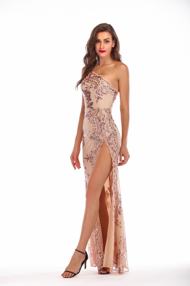 Shining Sequin Highly Split Maxi Dress - Dress In Beauty