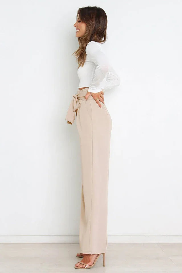 High Waist Belted Wide Leg Pants - View 13 | TEVQA