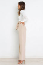 High Waist Belted Wide Leg Pants - View 13 | TEVQA
