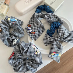 Embroidered Dachshund Gingham Scrunchie Collection (3 Styles)