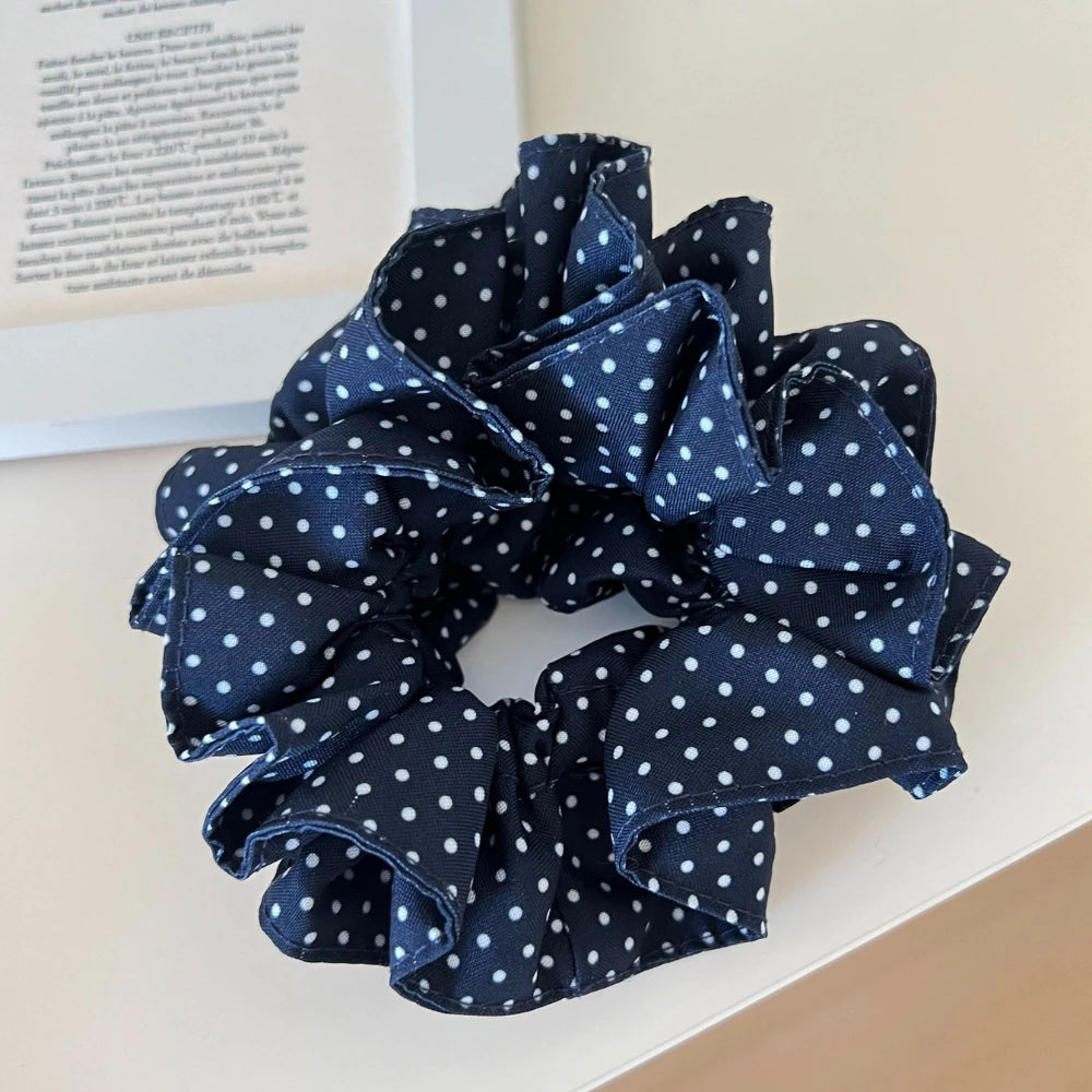 Classic Style Scrunchie - 90s Denim & Retro Polka Dot