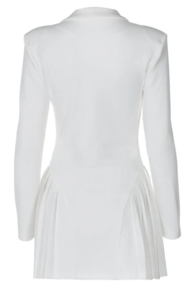 Fitted blazer dress with pleated skirt - View 15 | TEVQA