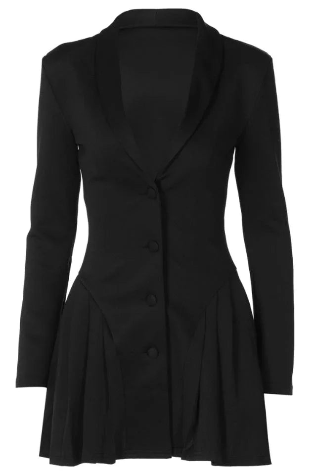Fitted blazer dress with pleated skirt - View 13 | TEVQA