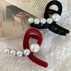 Velvet Pearl Abstract Hair Claw Clip - 3 Inch Loop - TEVQA
