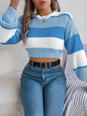 Sunset Boulevard Color Block Knit Crop Sweater