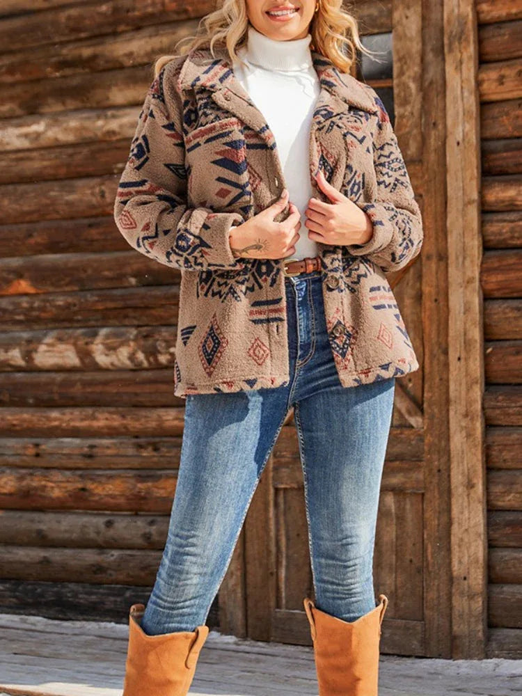 The Sedona Vintage Aztec Sherpa Jacket - TEVQA