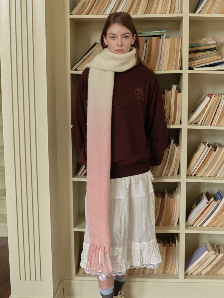 Soft Girl Ombre Pink Wool Blend Scarf