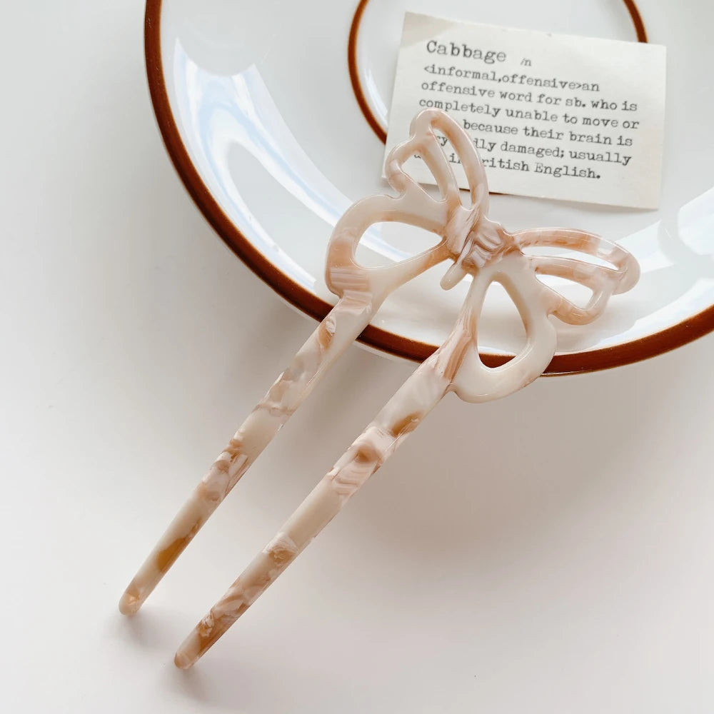 Cutout Bow Acetate Hair Fork (5 Inch)