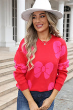 Pink bow knit sweater - View 16 | TEVQA
