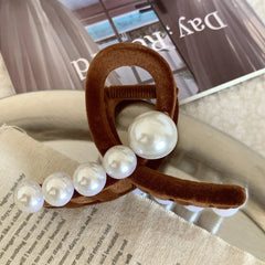 Velvet Pearl Abstract Hair Claw Clip - 3 Inch Loop - TEVQA