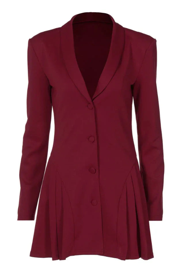 Fitted blazer dress with pleated skirt - View 11 | TEVQA