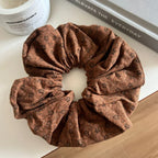 Oversized ditsy floral scrunchie in brown - View 6 | TEVQA