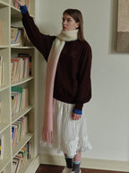 Ombre wool blend scarf with fringe detail - View 6 | TEVQA