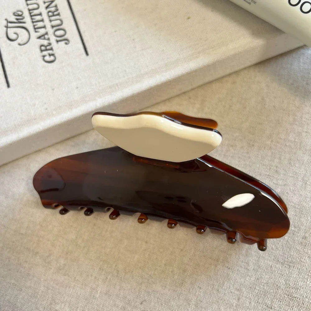 Large Two-Tone Acetate Hair Claw Clip - View 8 | TEVQA
