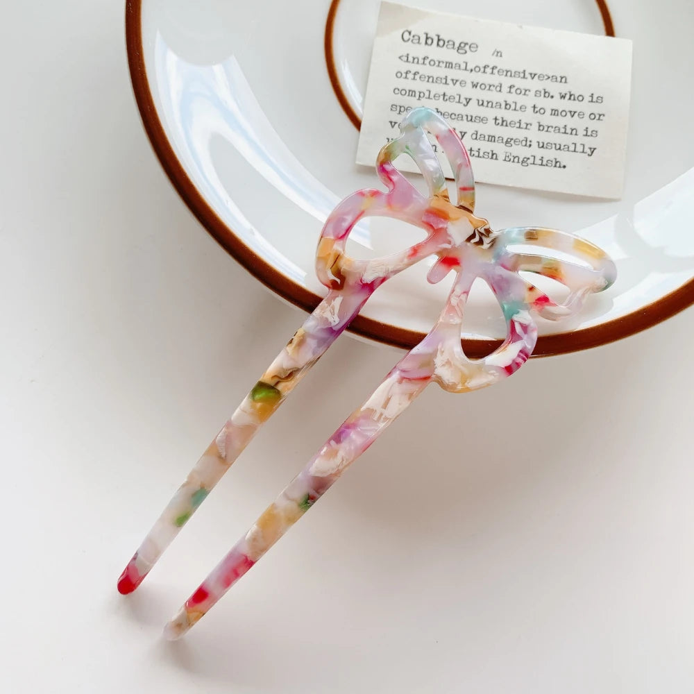 Cutout Bow Acetate Hair Fork (5 Inch)