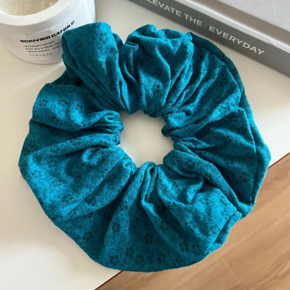 Oversized ditsy floral scrunchie in brown - View 8 | TEVQA