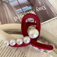 Velvet Pearl Abstract Hair Claw Clip - 3 Inch Loop - TEVQA