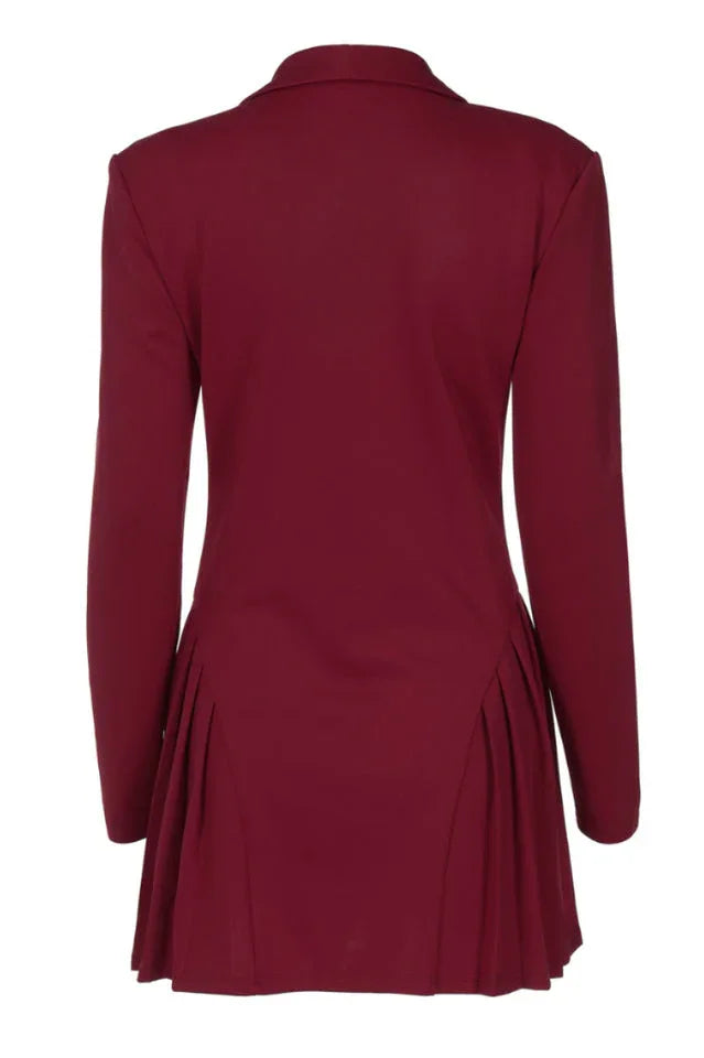 Fitted blazer dress with pleated skirt - View 12 | TEVQA