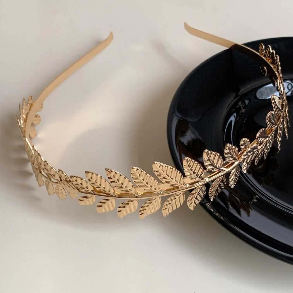 Gold Leaf Headband - Grecian Goddess Laurel Wreath Tiara