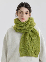 Vintage Rose Cable Knit Scarf - TEVQA