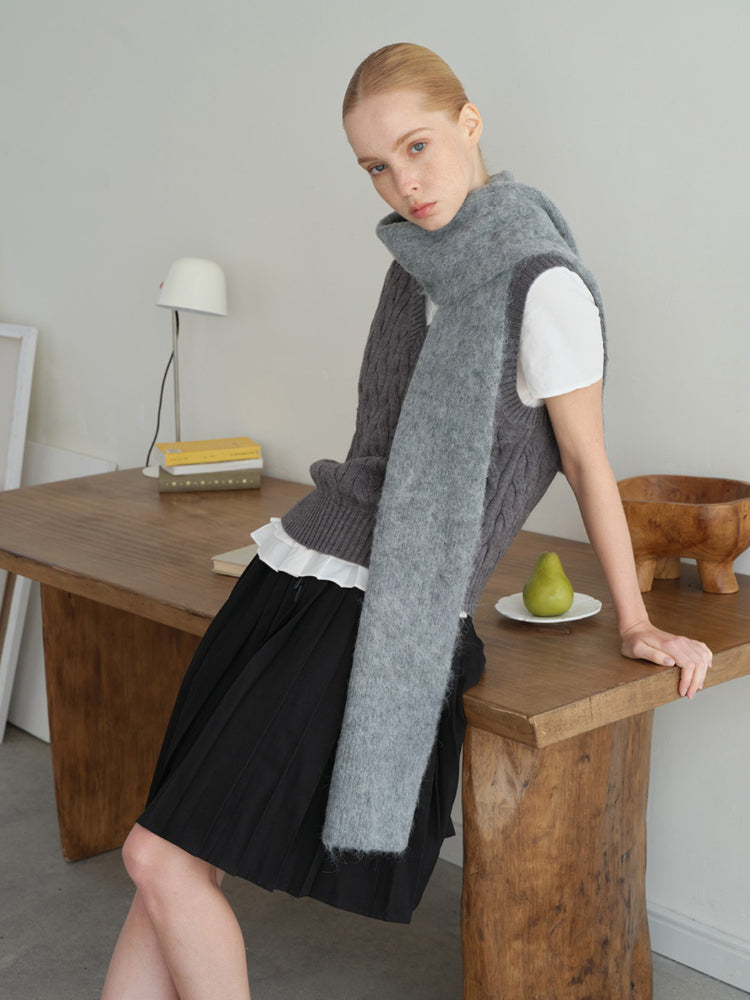 Soft Alpaca Wool Blend Brushed Knit Scarf Secondary image