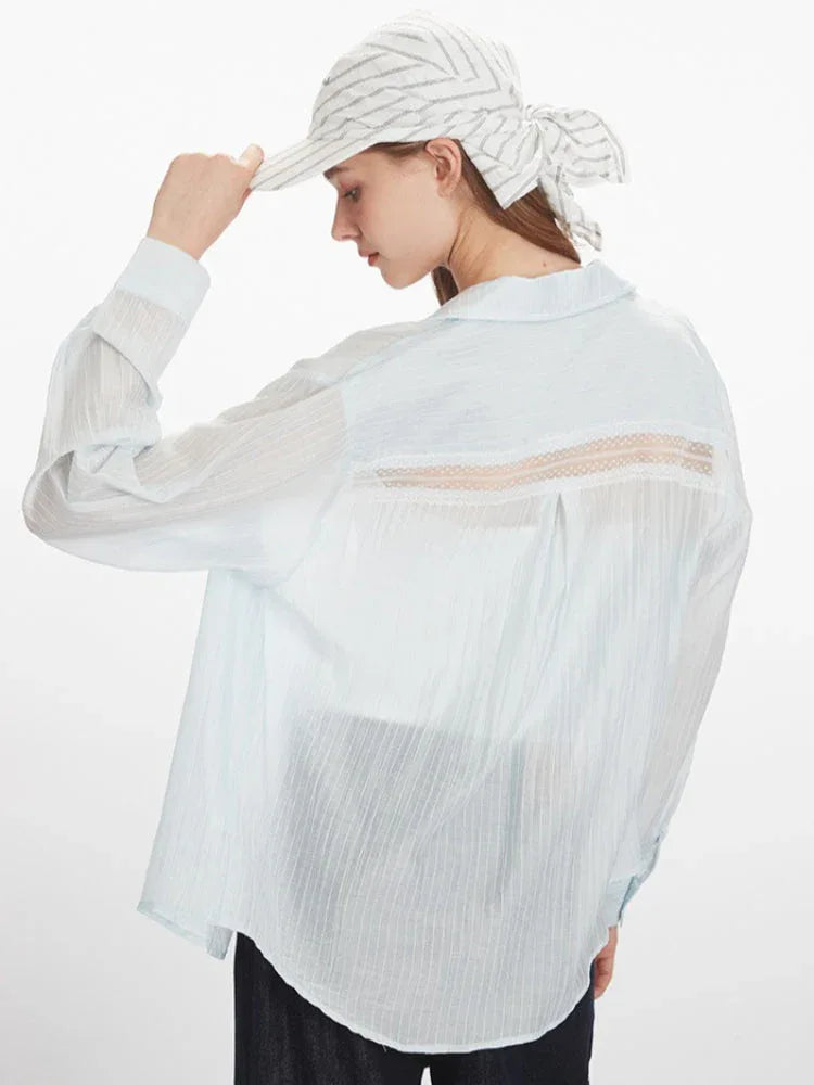 Oversized textured button-down shirt - View 6 | TEVQA