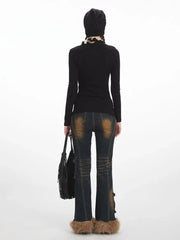 Y2K Essential Ribbed Henley Long Sleeve Top - TEVQA