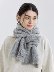 Vintage Rose Cable Knit Scarf - TEVQA