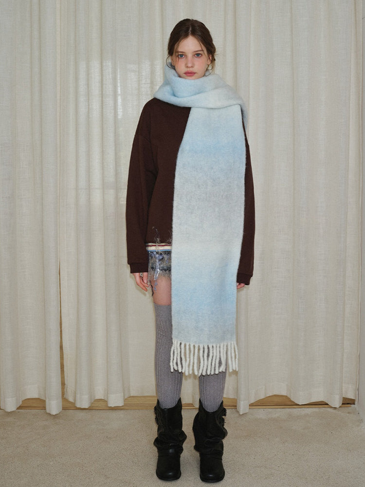 Ombré Wool Blend Gradient Scarf