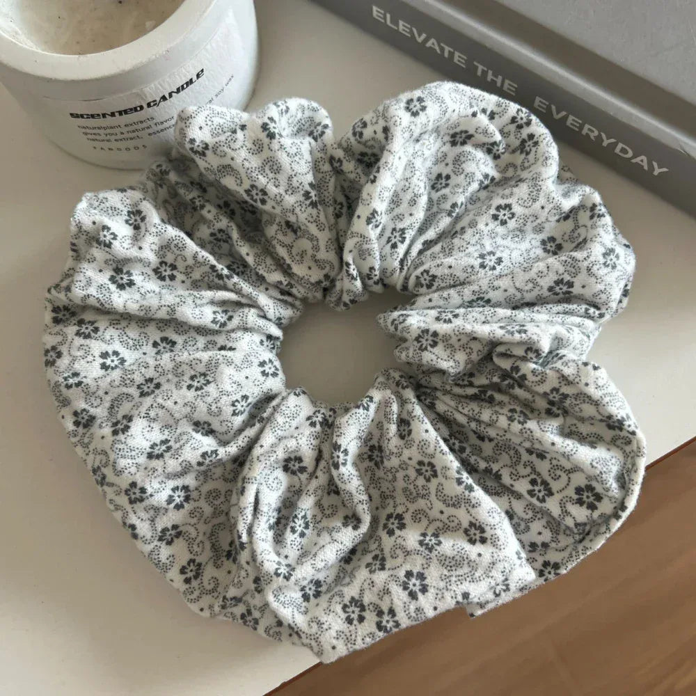 Oversized ditsy floral scrunchie in brown - View 7 | TEVQA