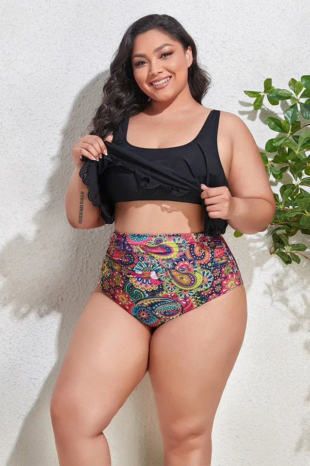 Floral High Waist Bikini Set - View 11 | TEVQA