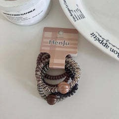 3-Pack Spiral Coil Hair Ties with Bead - Crease-Free Strong Hold