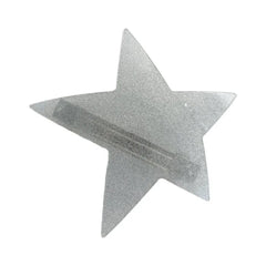 close-up of a silver glitter star hair clip