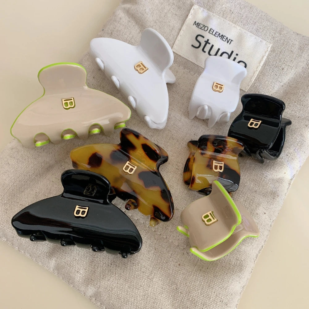 "B" Monogram Acetate Hair Claw Clip (2 Sizes)