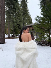 Aspen Glaze Shaggy Long Faux Fur Coat - TEVQA